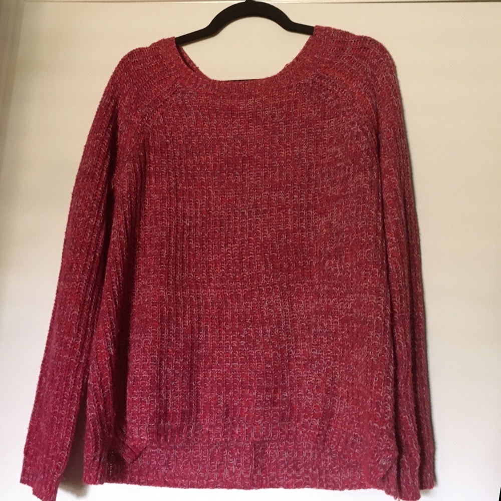 Large Red Knit Raglan Sleeve Sweater